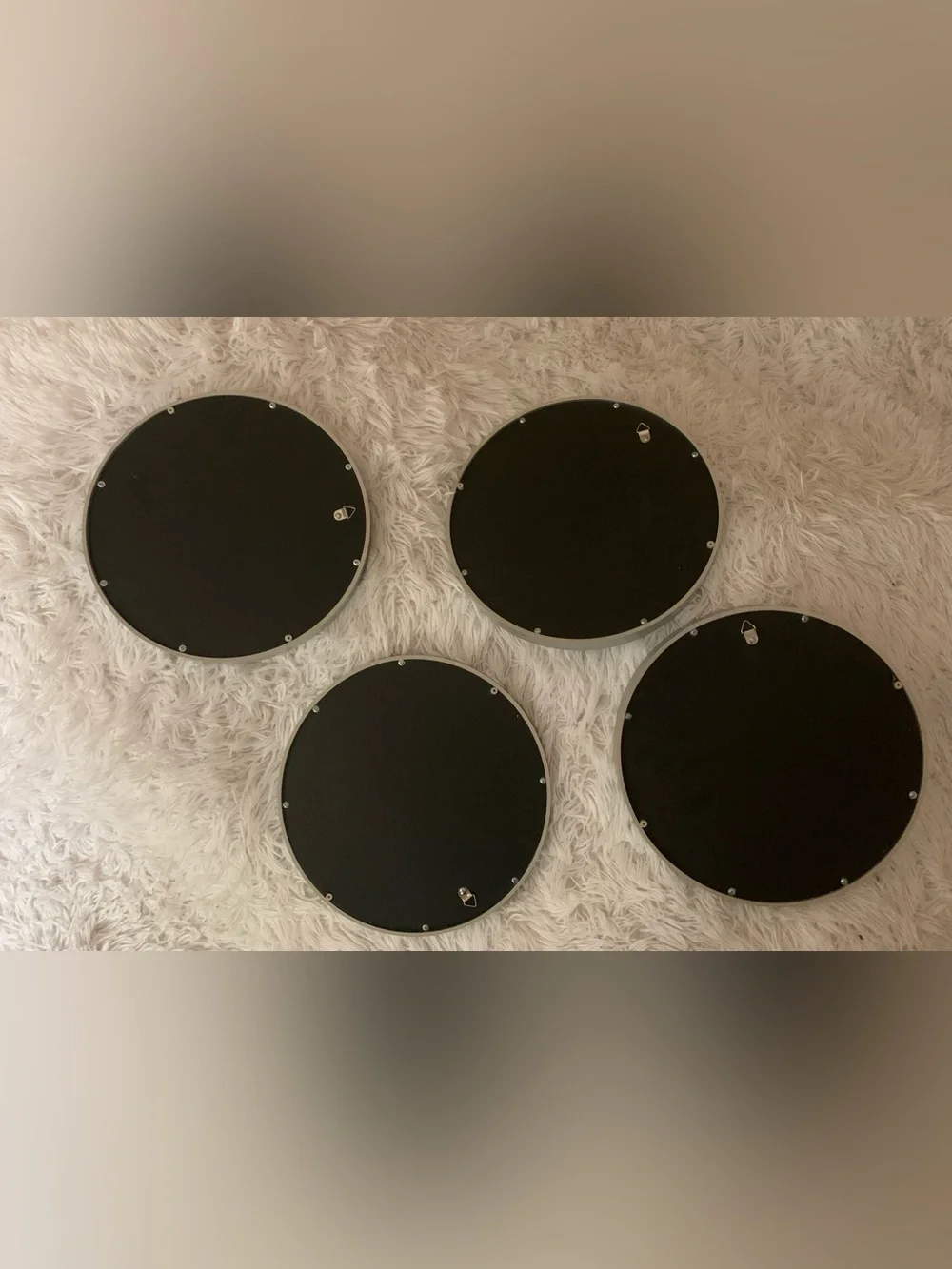 Source Unknown Silver Ribbed Round Wall Mirrors - Set of 4